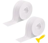 DREETINO Bath Sealant Strip,11ft Self Adhesive Caulk Strip Sealant Tape for Kitchen, Bathroom, Toilet, Wall Corner with Sealing Tool - White (2PCS)