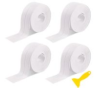 DREETINO Bath Sealant Strip,11ft Self Adhesive Caulk Strip Sealant Tape for Kitchen, Bathroom, Toilet, Wall Corner with Sealing Tool - White (4PCS)