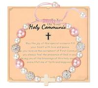Drefund Girls Cross Bracelets Gifts for Baptism First Communion Easter Confirmation, Religious Christening Jewelry Gift for Kids Girl Daughter Granddaughter Sister Niece Godchild Preschool Graduation