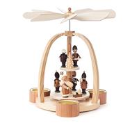 Dregeno Soiffen Pyramid Modern with Striezel Children and Santa Claus for Tea Lights 24 cm - Original Ore Mountains Handmade Christmas Decoration