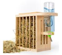 Drei Eichen Hay Rack with 500 ml Adjustable Drinking Bottle for Rabbit, Guinea Pig, Hamster