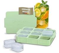 Dreiklang - be smart Eiswürfelform Silikon mit Deckel und Griff I Stapelbar und Eiswürfel groß eckig mit Rillen für leichtes Herauslösen I Geruchsfrei Geschmacksneutral Eiswürfelbehälter