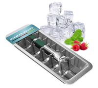 Dreiklang - be smart Stainless Steel Ice Cube Tray 18/8 with Lever & Comfort Handle - Metal Ice Mould Plastic-Free, Food-Safe for 18 Large Cubes