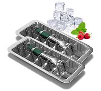 Dreiklang - be smart Stainless Steel Ice Cube Tray Set of 2 18/8 with Lever & Comfort Handle - Metal Ice Mould Plastic-Free & Food-Safe 36 Cubes