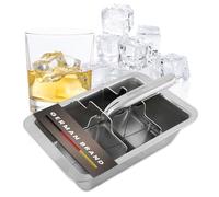 Dreiklang - be smart Stainless Steel Ice Cube Tray XXL 18/8 with Lever - Large Ice Cubes for Whisky & Cocktails Plastic-Free & Food-Safe Metal Mould