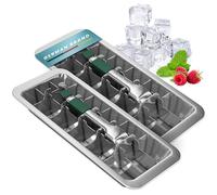 Dreiklang - be smart Stainless Steel Polished Set 2-Pack Ice Cube Tray for Freezer Ice Cube Tray with Lever Insert |Easy Release with Cold-Insulated Comfort Grip | Food-Safe & Durable Ice Cube Maker