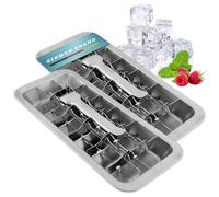 Dreiklang - be smart Stainless Steel Polished Set 2-Pack Ice Cube Tray for Freezer Ice Cube Tray with Lever Insert for Easy Release | Food-Safe & Durable Ice Cube Maker | Plastic-Free Large
