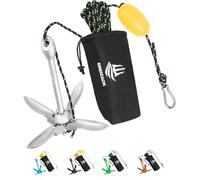 Dreizack Kayak Anchor Kit, 3.5 lb Folding Grapnel Boat Anchor Trolley Accessories with 40ft Rope and PVC Buoy for Fishing Kayaks SUP Paddle Boards Canoes Jet Ski PWC Inflatable Small Boats, Silver