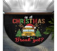 Drekrid Half Circle Door Mat - Christmas School Bus Absorbent Non-Slip Half Round Entrance Area Rug - Cute Soft Semicircular Washable Carpet for Kitchen Bathroom Bedroom, 90x60CM