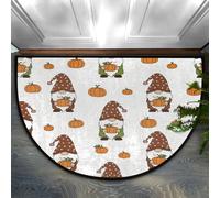 Drekrid Half Circle Door Mat - Harvest Pumpkin Gnome Absorbent Non-Slip Half Round Entryway Area Rug - Cute Soft Semicircular Washable Carpet for Bedroom Bathroom Kitchen, 36“x24”
