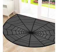 Drekrid Large Half Circle Door Mat - Black Spider Web Washable Non-Slip Half Round Entryway Area Rug, Cute Soft Semicircular Absorbent Carpet for Kitchen Bathroom Bedroom, 160x100cm