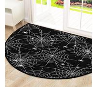Drekrid Large Half Circle Door Mat, Black Spider Web Washable Non-Slip Half Round Entryway Area Rug - Cute Soft Semicircular Absorbent Carpet for Kitchen Bathroom Bedroom, 160x100cm