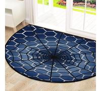 Drekrid Large Half Circle Door Mat - Blue Spider Web Washable Non-Slip Half Round Entryway Area Rug Cute Soft Semicircular Absorbent Carpet for Kitchen Bathroom Bedroom, 160x100cm