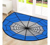 Drekrid Large Half Circle Door Mat, Blue Spider Web Washable Non-Slip Half Round Entryway Area Rug - Cute Soft Semicircular Absorbent Carpet for Kitchen Bathroom Bedroom, 160x100cm