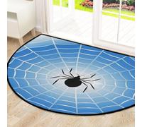 Drekrid Large Half Circle Door Mat - Blue Spider Web Washable Non-Slip Half Round Entryway Area Rug Cute Semicircular Absorbent Carpet for Kitchen Bathroom Bedroom, 160x100cm