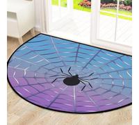 Drekrid Large Half Circle Door Mat - Blue Violet Spider Web Washable Non-Slip Half Round Entryway Area Rug - Cute Soft Semicircular Absorbent Carpet for Kitchen Bathroom Bedroom, 160x100cm