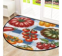 Drekrid Large Half Circle Door Mat - Pumpkin Tomato Fall Absorbent Non-Slip Half Round Entryway Area Rug - Cute Soft Semicircular Washable Carpet for Kitchen Bathroom Bedroom, 160x100CM