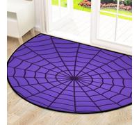 Drekrid Large Half Circle Door Mat, Purple Spider Web Absorbent Non-Slip Half Round Entryway Area Rug - Cute Soft Semicircular Washable Carpet for Kitchen Bathroom Bedroom, 160x100CM