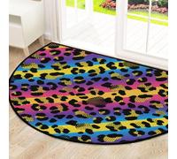 Drekrid Large Half Circle Door Mat - Rainbow Leopard Print Absorbent Non-Slip Half Round Entryway Area Rug - Cute Soft Semicircular Washable Carpet for Kitchen Bathroom Bedroom, 160x100CM