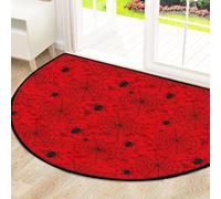 Drekrid Large Half Circle Door Mat - Red Black Spider Web Absorbent Non-Slip Half Round Entryway Area Rug - Cute Soft Semicircular Washable Carpet for Kitchen Bathroom Bedroom, 160x100CM