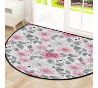 Drekrid Large Half Circle Door Mat - Rose Spider Web Non-Slip Absorbent Half Round Entryway Area Rug - Cute Soft Semicircular Washable Carpet for Kitchen Bathroom Bedroom, 160x100cm