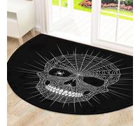 Drekrid Large Half Circle Door Mat - Skull Spider Web Non-Slip Absorbent Half Round Entryway Area Rug - Cute Soft Semicircular Washable Carpet for Kitchen Bathroom Bedroom, 160x100cm