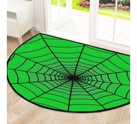 Drekrid Large Half Circle Door Mat - Spider Web Green Non-Slip Absorbent Half Round Entryway Area Rug - Cute Soft Semicircular Washable Carpet for Kitchen Bathroom Bedroom, 160x100cm