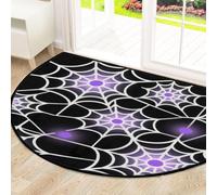 Drekrid Large Half Circle Door Mat - Spider Web Purple Non-Slip Absorbent Half Round Entryway Area Rug - Cute Soft Semicircular Washable Carpet for Kitchen Bathroom Bedroom, 160x100cm