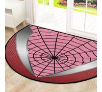 Drekrid Large Half Circle Door Mat - Spider Web Red Non-Slip Absorbent Half Round Entryway Area Rug - Cute Soft Semicircular Washable Carpet for Kitchen Bathroom Bedroom, 160x100cm