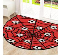 Drekrid Large Half Circle Door Mat - Spider Web Soccer Balls Non-Slip Absorbent Half Round Entryway Area Rug - Cute Soft Semicircular Washable Carpet for Kitchen Bathroom Bedroom, 160x100cm