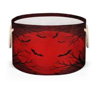 Drekrid Large Round Storage Baskets - Halloween Blood Moon Nursery Collapsible Organizer Bin Box Laundry Hamper for Kids Toys, Blanket, Bedroom Living Room Home Decor, Gift Basket, 50x34 CM