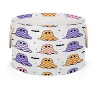 Drekrid Large Round Storage Baskets - Halloween Ghosts Bats Nursery Collapsible Organizer Bin Box Laundry Hamper for Kids Toys, Blanket, Bedroom Living Room Home Decor, Gift Basket, 50x34 CM