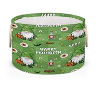 Drekrid Large Round Storage Baskets - Happy Halloween Gnomes Nursery Collapsible Organizer Bin Box Laundry Hamper for Kids Toys, Blanket, Bedroom Living Room Home Decor, Gift Basket, 50x34 CM