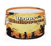 Drekrid Large Round Storage Baskets, Happy Halloween Nursery Collapsible Organizer Bin Box Laundry Hamper for Kids Toys, Blanket, Bedroom Living Room Home Decor, Gift Basket, 50x34 CM