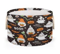 Drekrid Large Round Storage Baskets - Happy Halloween Nursery Collapsible Organizer Bin Box Laundry Hamper for Kids Toys, Blanket, Bedroom Living Room Home Decor, Gift Basket, 50x34 CM