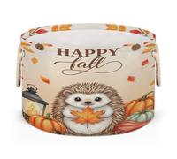 Drekrid Large Round Storage Baskets - Hedgehog Fall Nursery Collapsible Organizer Bin Box Laundry Hamper for Kids Toys, Blanket, Bedroom Living Room Home Decor, Gift Basket, 50x34 CM