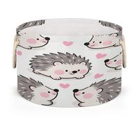 Drekrid Large Round Storage Baskets - Hedgehog Nursery Collapsible Organizer Bin Box Laundry Hamper for Kids Toys, Blanket, Bedroom Living Room Home Decor, Gift Basket, 50x34 CM