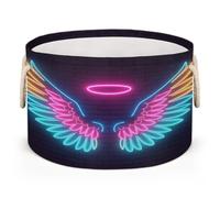 Drekrid Large Round Storage Baskets - Neon Angel Wings Nursery Collapsible Organizer Bin Box Laundry Hamper for Kids Toys, Blanket, Bedroom Living Room Home Decor, Gift Basket, 50x34 CM