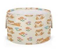 Drekrid Large Round Storage Baskets - Shiba Inu Dogs Nursery Collapsible Organizer Bin Box Laundry Hamper for Kids Toys, Blanket, Bedroom Living Room Home Decor, Gift Basket, 50x34 CM