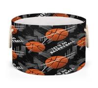 Drekrid Large Storage Baskets - Basketball Nursery Round Organizer Bin Box with Handles, Collapsible Laundry Hamper for Kids Toys, Blanket, Bedroom Living Room Home Decor, Gift Basket