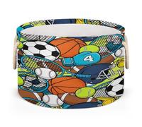 Drekrid Large Storage Baskets - Basketball Tennis Soccer Nursery Organizer Bin Box with Handles Collapsible Round Laundry Hamper for Kids Toys Pet Blanket, Bedroom Living Room Home Decor Gift Basket