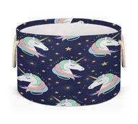 Drekrid Large Storage Baskets - Celestial Unicorn Nursery Round Organizer Bin Box, Collapsible Laundry Hamper for Kids Toys, Blanket, Bedroom Living Room Home Decor, Gift Basket, 50x34cm