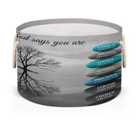 Drekrid Large Storage Baskets - Christian Zen Stones Nursery Round Organizer Bin Box with Handles, Collapsible Laundry Hamper for Kids Toys, Blanket, Bedroom Living Room Home Decor, Gift Basket