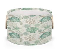 Drekrid Large Storage Baskets - Coastal Turtle Seashell Nursery Round Organizer Bin Box, Collapsible Laundry Hamper for Kids Toys, Blanket, Bedroom Living Room Home Decor, Gift Basket, 50x34cm