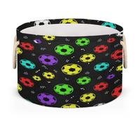 Drekrid Large Storage Baskets - Colorful Soccer Ball Nursery Round Organizer Bin Box with Handles, Collapsible Laundry Hamper for Kids Toys, Blanket, Bedroom Living Room Home Decor, Gift Basket