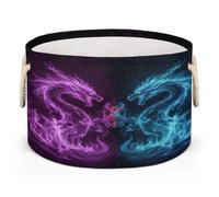 Drekrid Large Storage Baskets Fire Dragon Nursery Organizer Bin Box with Handles Collapsible Round Laundry Hamper for Kids Toys Pet Blanket, Living Room Bedroom Home Decor Gift Basket