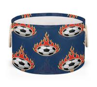 Drekrid Large Storage Baskets - Fire Soccer Ball Nursery Round Organizer Bin Box, Collapsible Laundry Hamper for Kids Toys, Blanket, Bedroom Living Room Home Decor, Gift Basket, 50x34cm
