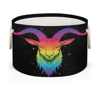 Drekrid Large Storage Baskets - Goat Head Nursery Round Organizer Bin Box, Collapsible Laundry Hamper for Kids Toys, Blanket, Bedroom Living Room Home Decor, Gift Basket, 50x34cm