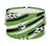 Drekrid Large Storage Baskets - Green Stripe Soccer Nursery Round Organizer Bin Box with Handles, Collapsible Laundry Hamper for Kids Toys, Blanket, Bedroom Living Room Home Decor, Gift Basket