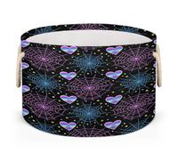 Drekrid Large Storage Baskets - Heart Spider Web Halloween Nursery Round Organizer Bin Box, Collapsible Laundry Hamper for Kids Toys, Blanket, Bedroom Living Room Home Decor, Gift Basket, 50x34cm